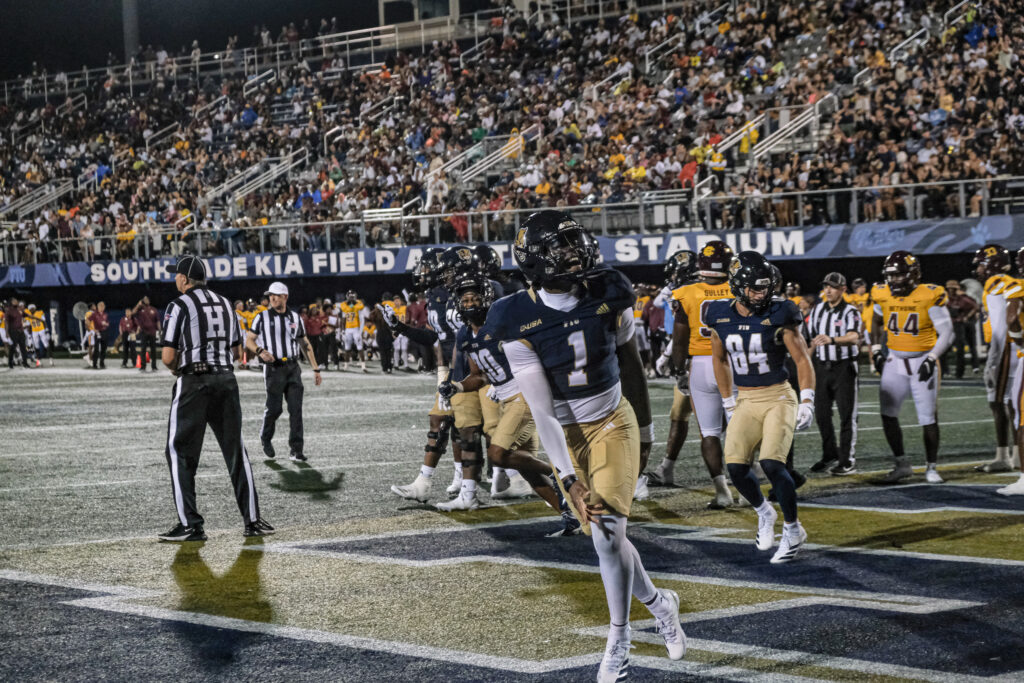 FIU players in action at Pitbull Stadium — the Panthers’ defense allowed just 14.5 points per game entering Wednesday night