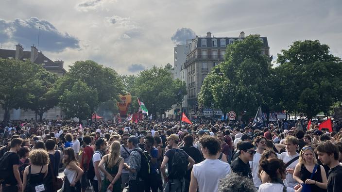 Protesters fill a Paris street during the wave of school demonstrations sweeping France
