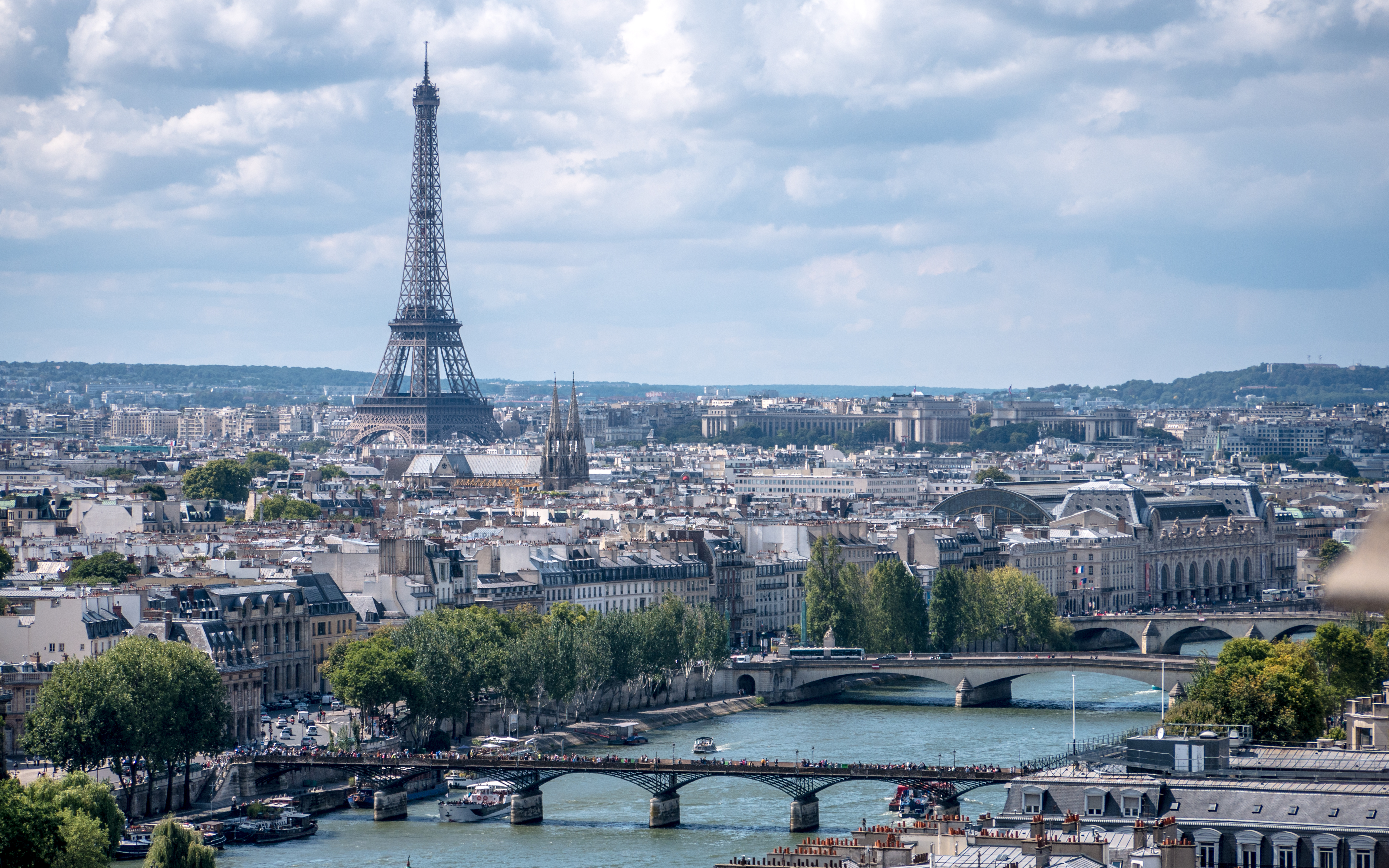 Paris and the Eiffel Tower in bright daylight