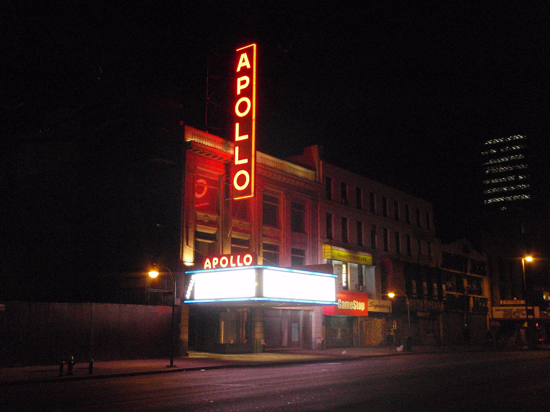 The Apollo Theater marquee in Harlem, New York, where Freddie Jackson cut his teeth in the club and theater scene
