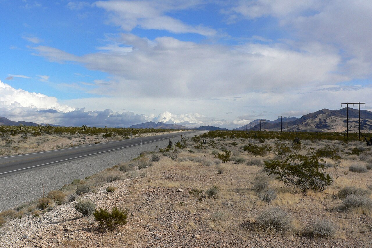 The Great Basin Highway, U.S. Route 93, in Nevada desert country