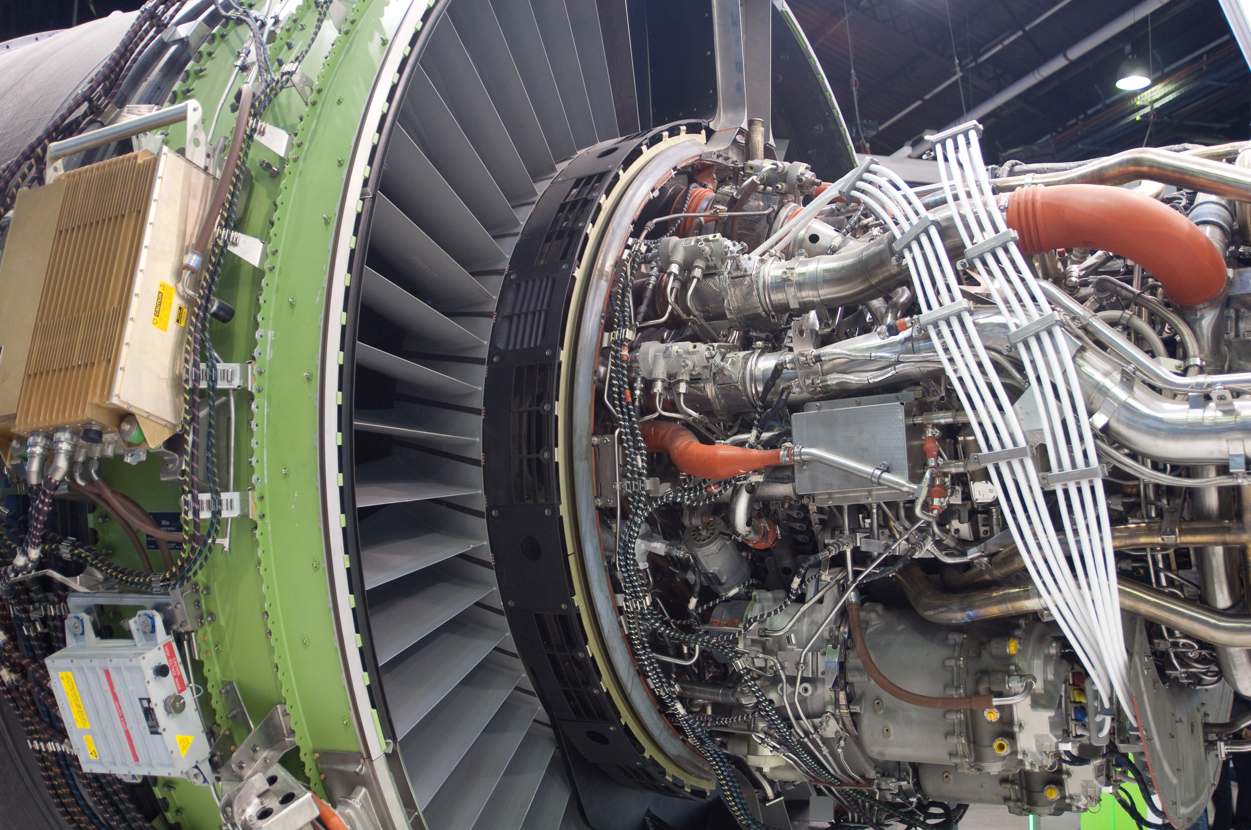 A GE GEnx jet engine on display at the Paris Air Show