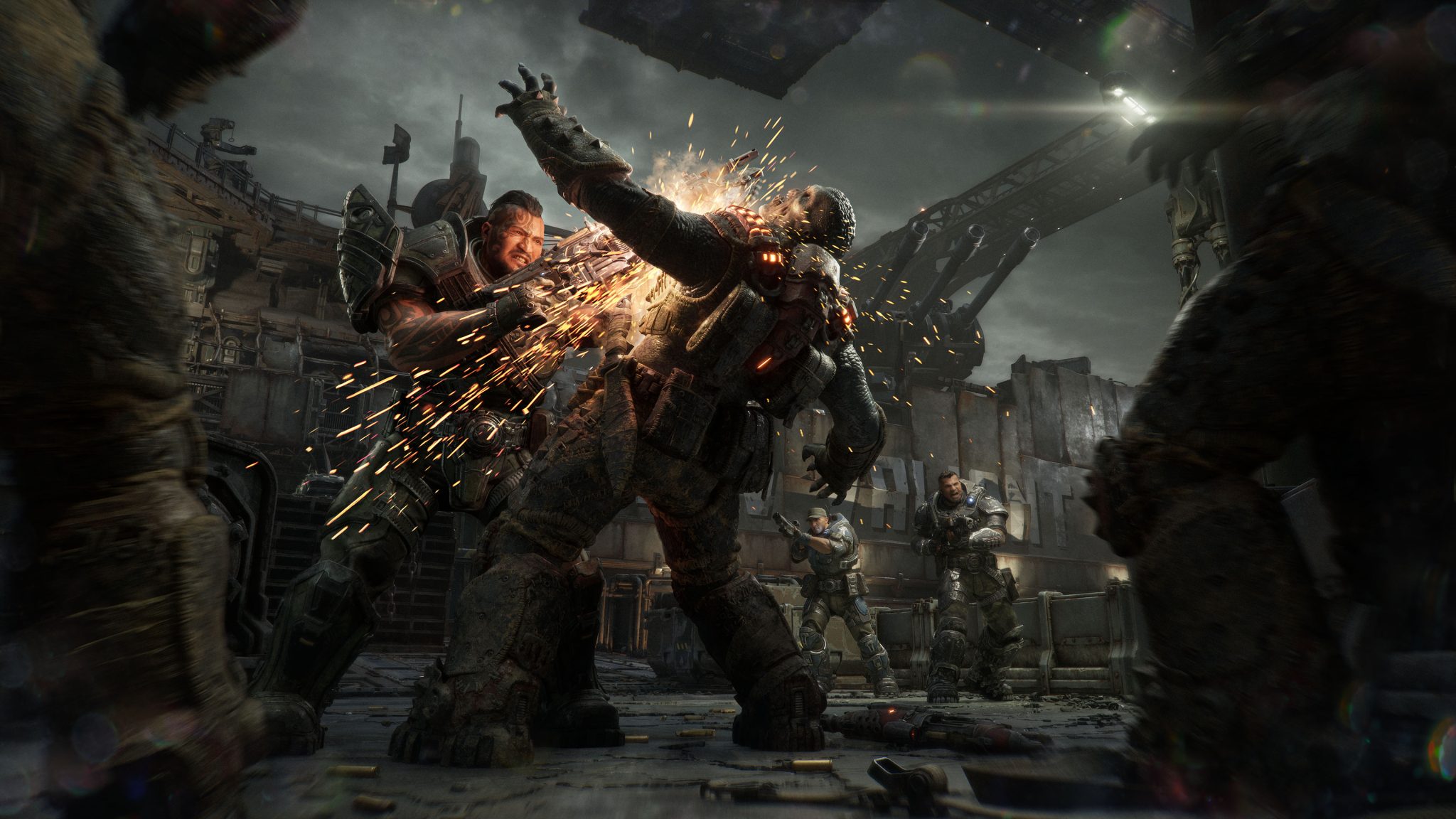 Gears of War: E-Day key art showing COG soldiers in action