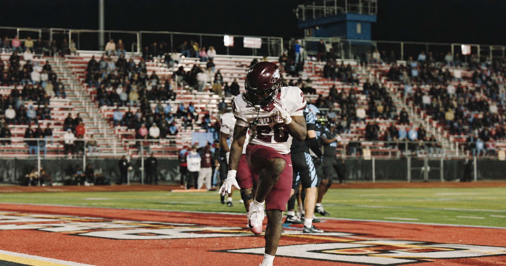 North Carolina Central running back Gino Addison scores at Delaware State in the MEAC opener
