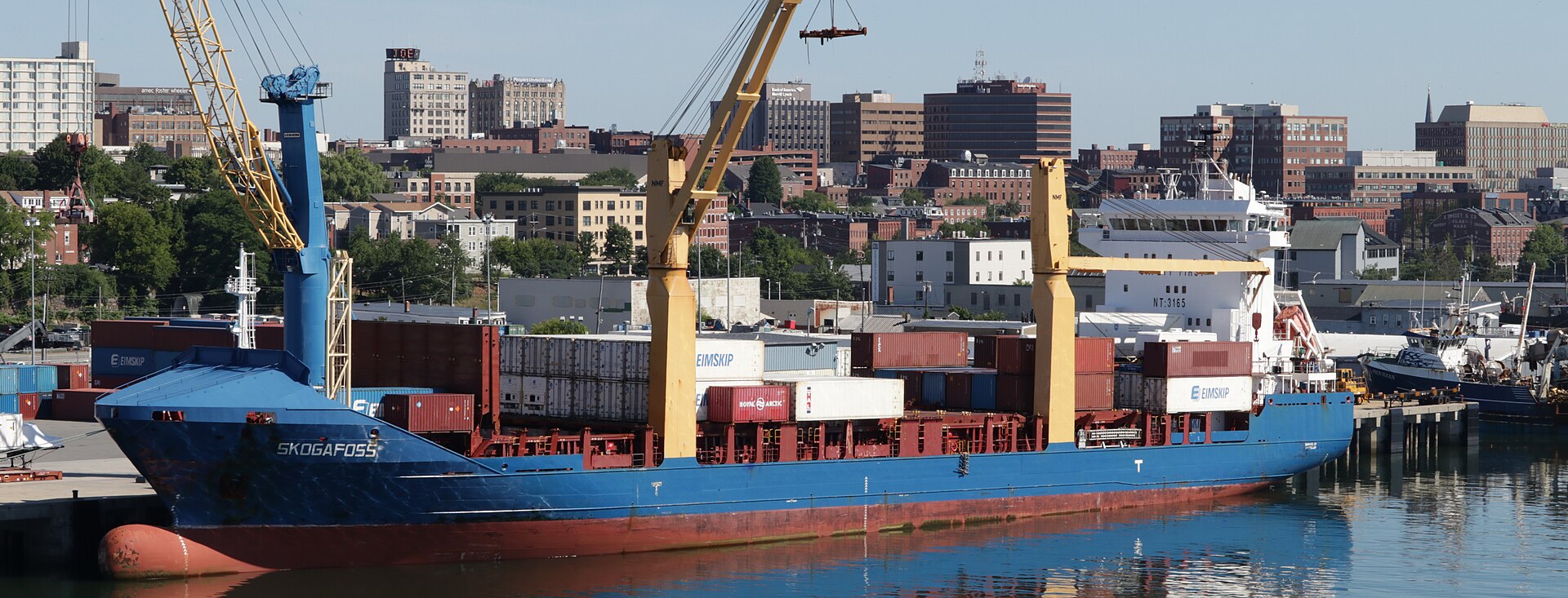 The Portland, Maine waterfront and skyline — the city where 21-year-old Julian Nadeau was killed near Tukey’s Bridge in August