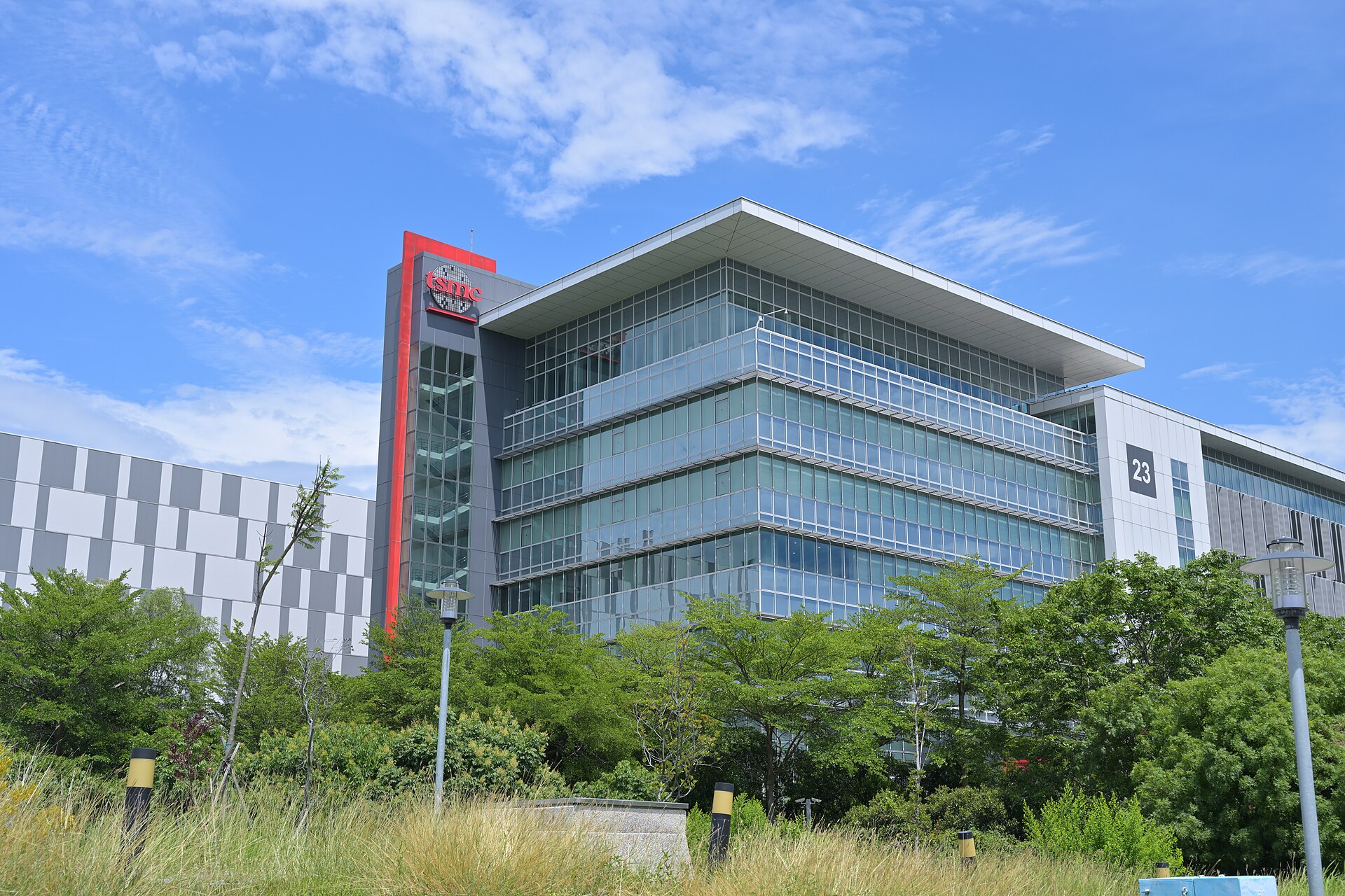 A TSMC fab building — GlobalFoundries will manufacture silicon interposers for TSMC at its Malta, New York facility