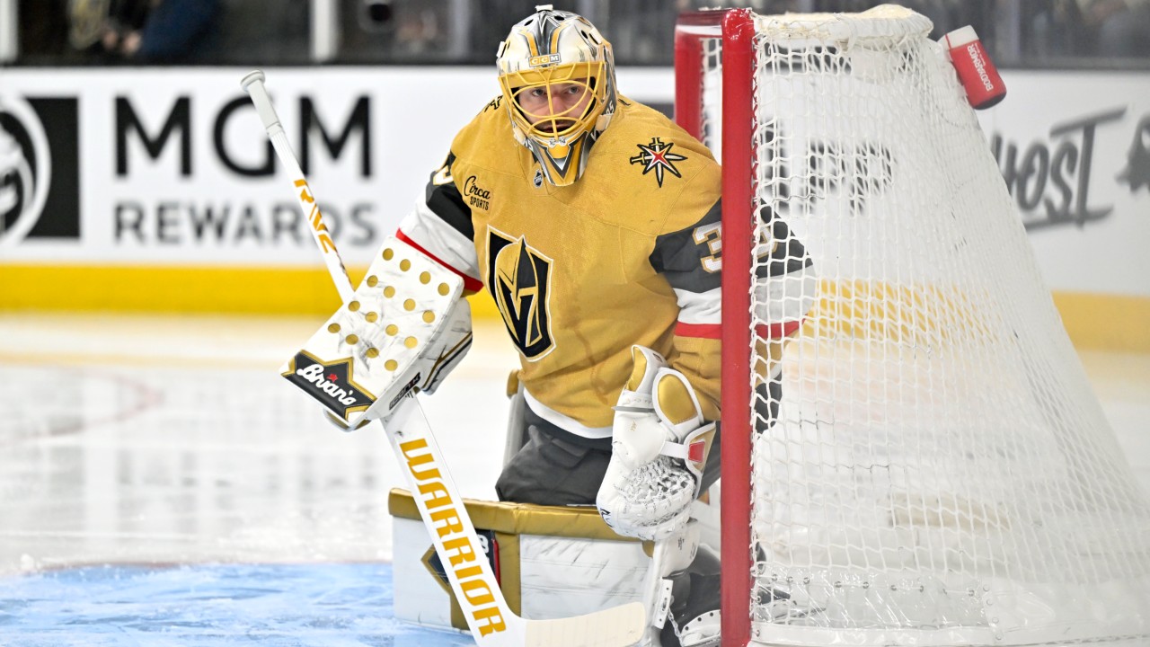 Golden Knights goaltender Adin Hill in net
