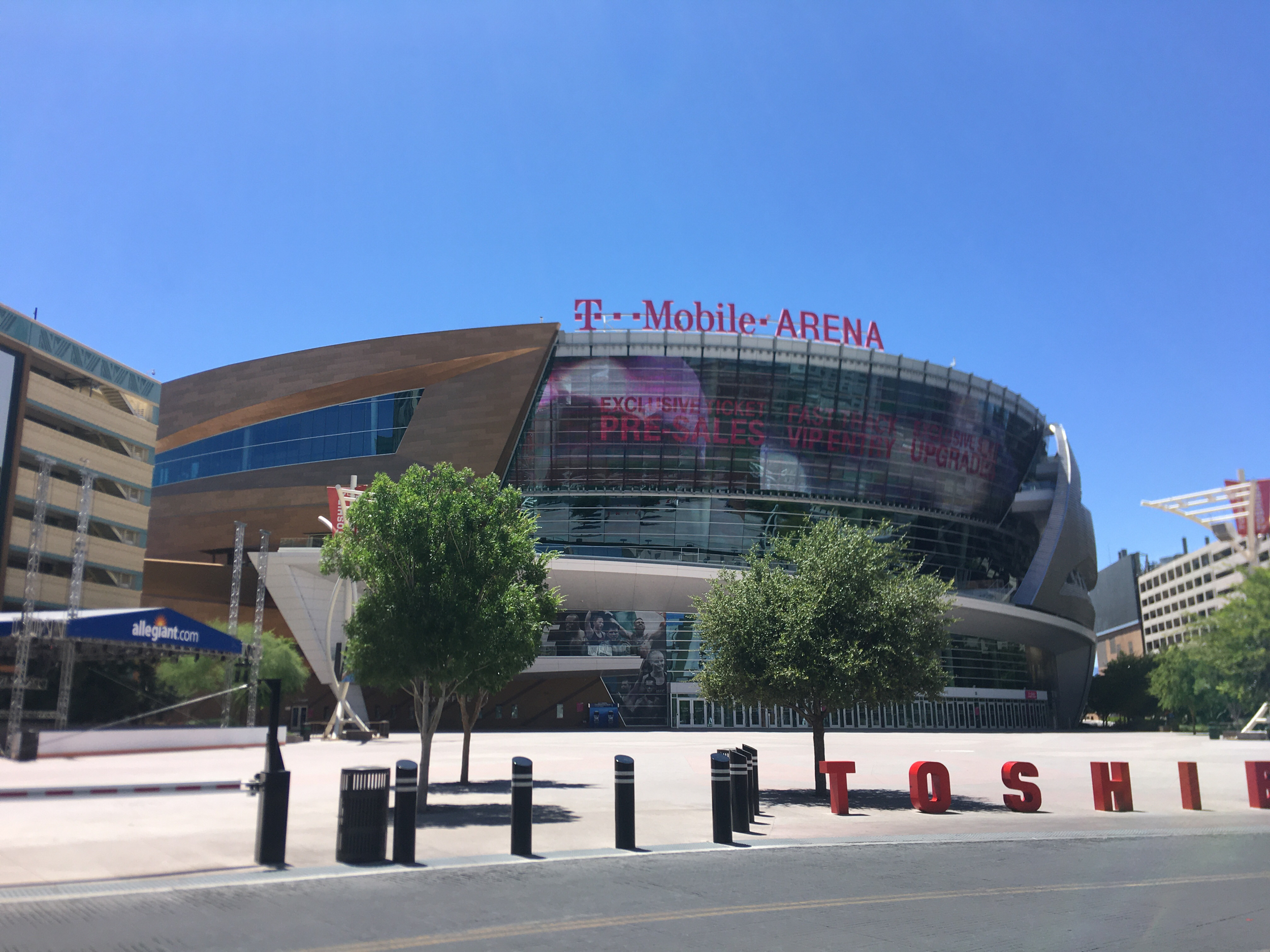 T-Mobile Arena in Las Vegas, home of the Vegas Golden Knights, in bright daylight