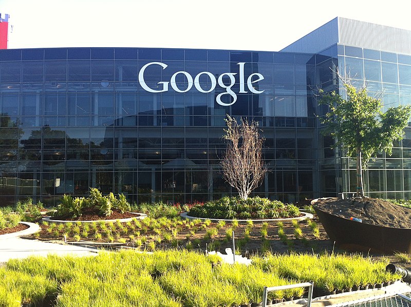 A Google office building with the Google logo