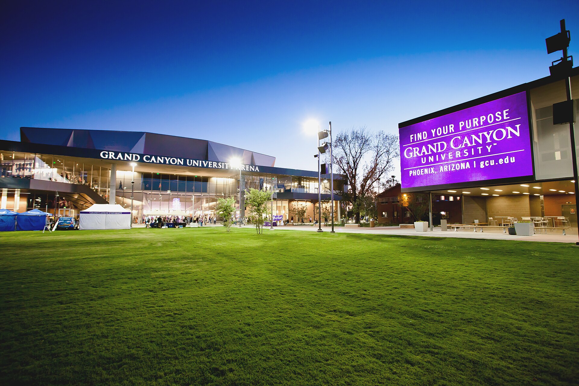 Grand Canyon University Arena on the university's Phoenix campus at dusk (file photo)