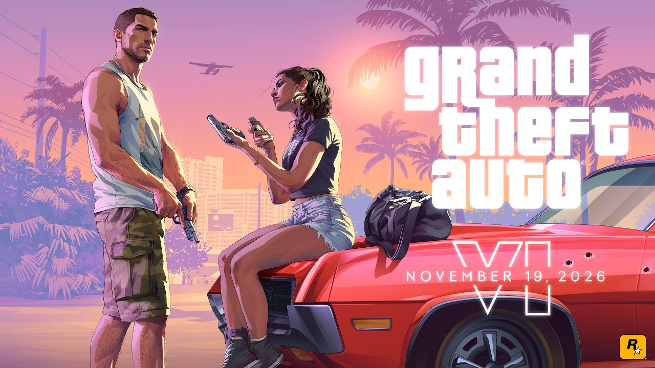 Jason Duval and Lucia Caminos in a frame from the official Grand Theft Auto VI launch trailer