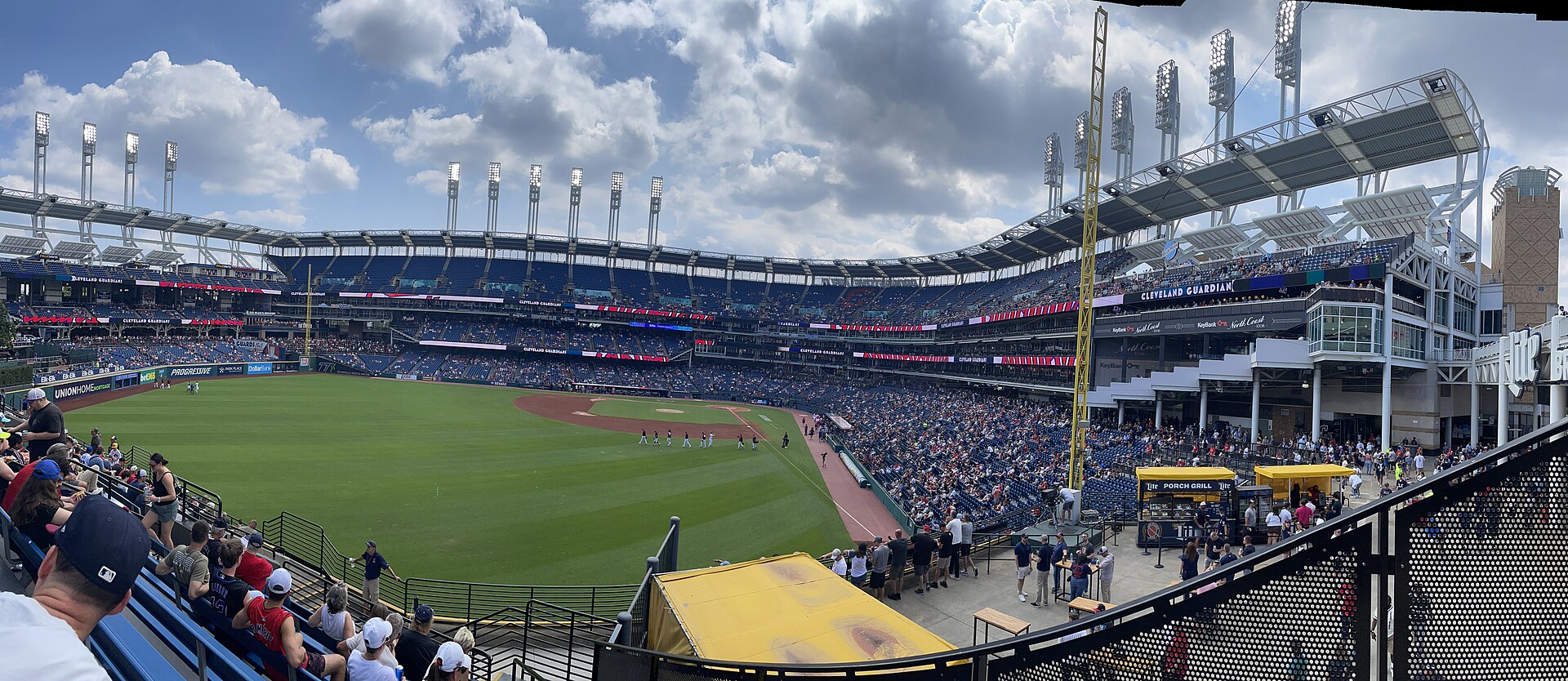 Progressive Field in Cleveland, home of the Guardians, during an August 2026 game