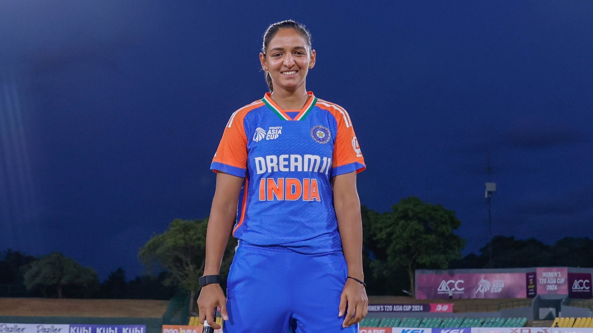 Harmanpreet Kaur in India's blue jersey during the Women's T20 Asia Cup