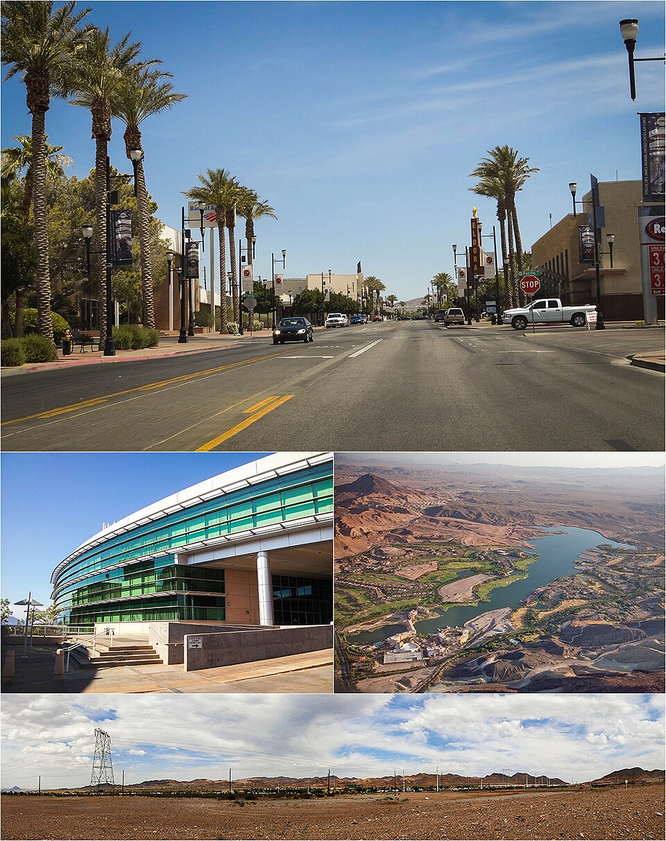 Downtown Henderson, the Henderson Events Plaza and Lake Las Vegas in daylight