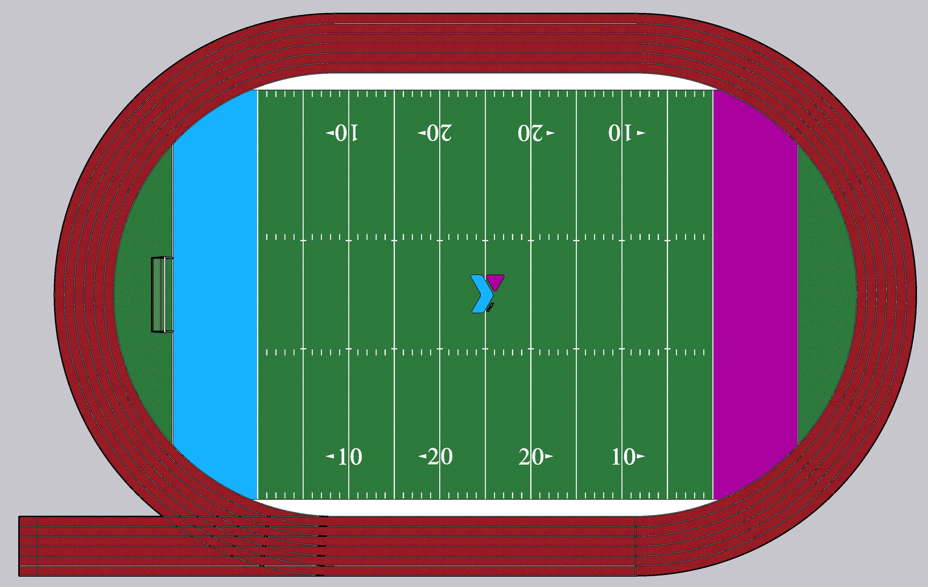 An indoor sports fieldhouse with a turf field and running track (file photo)