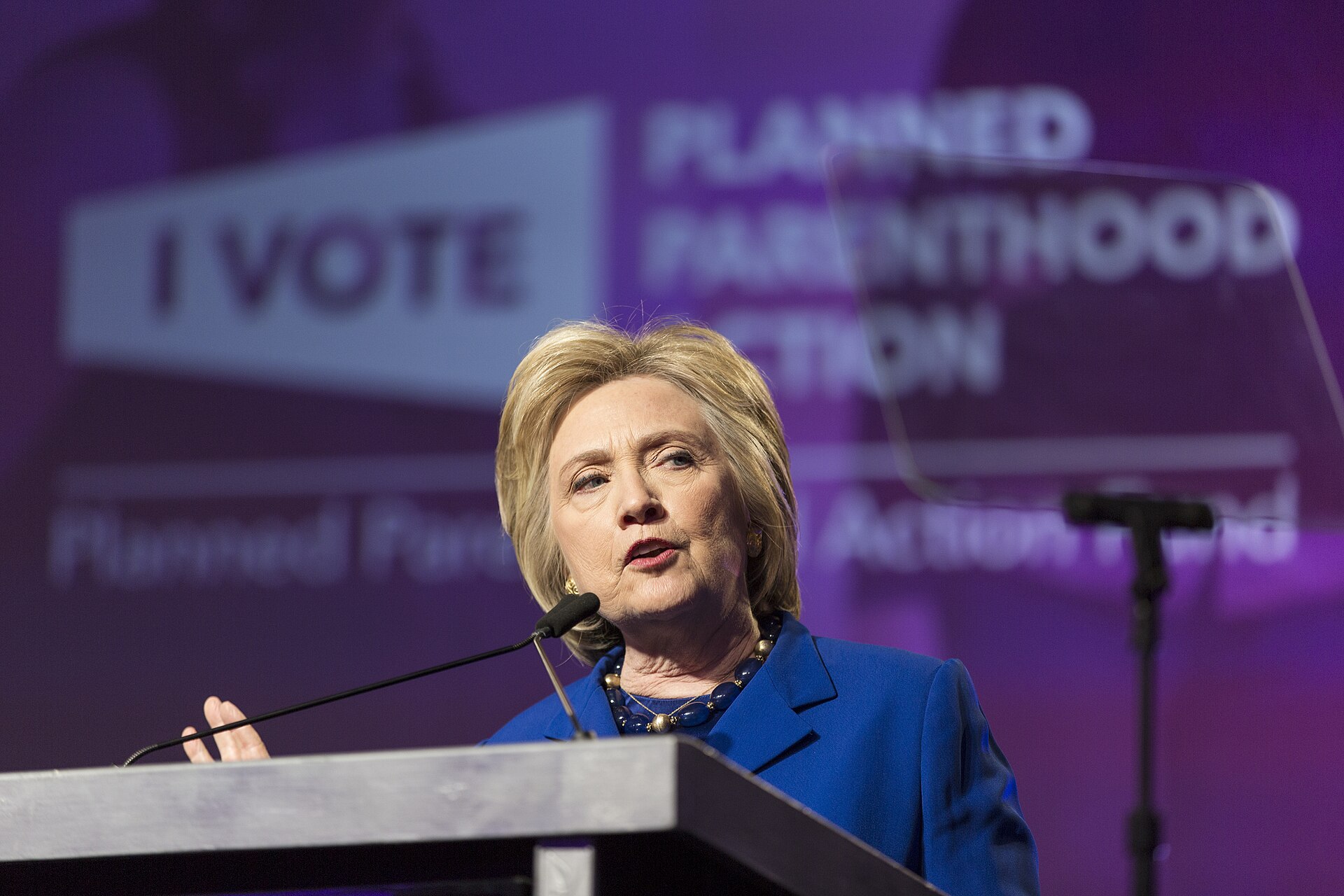 Hillary Clinton speaking at a public event