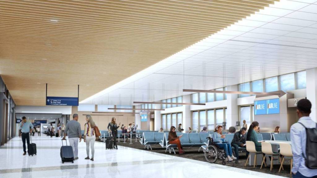 Inside the new terminal at Hollywood Burbank Airport