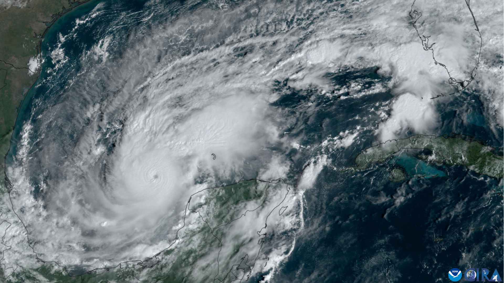 Satellite view of a hurricane churning in the Gulf of Mexico (file image from a previous Gulf storm, October 2024)