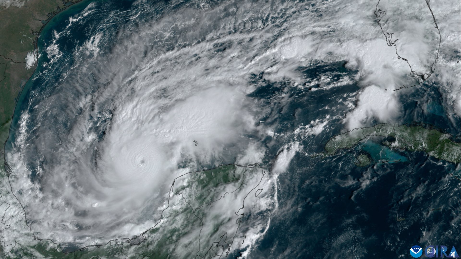 Satellite image of Hurricane Isaias churning in the Gulf of Mexico as it closed in on the Florida Panhandle