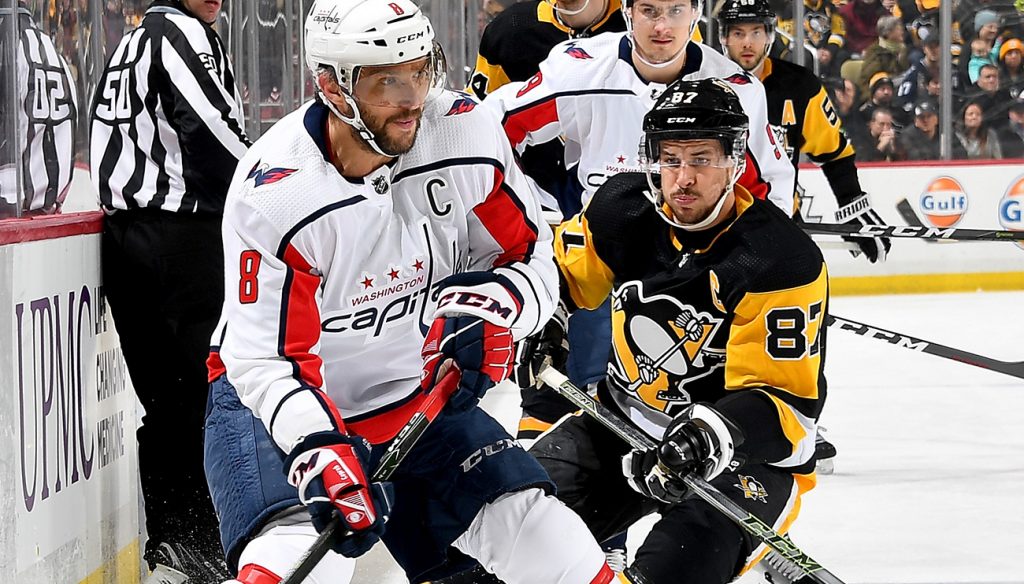 Alex Ovechkin of the Washington Capitals in action — the league's all-time leader with 929 goals, playing his 22nd and final NHL season
