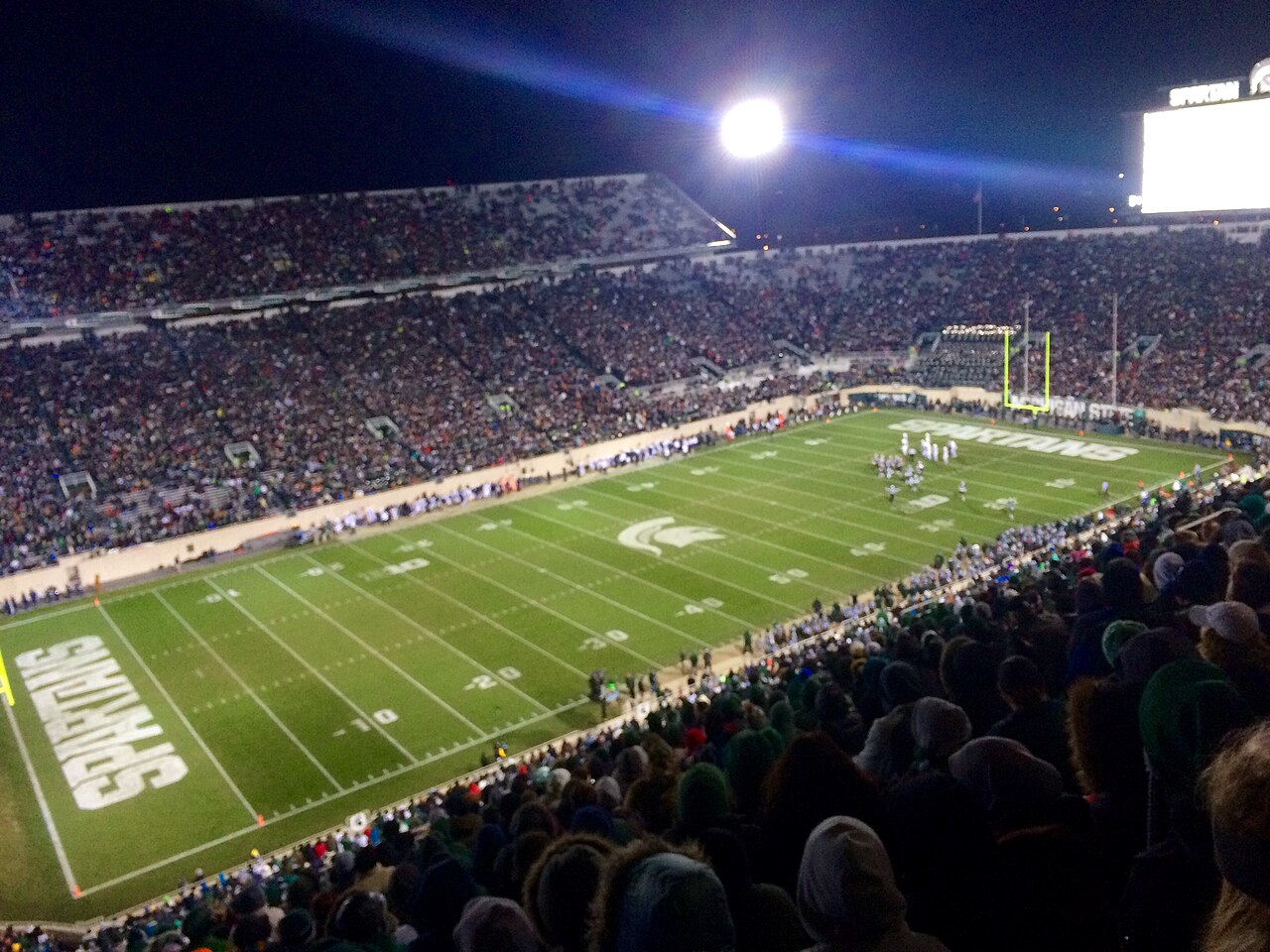 Spartan Stadium in East Lansing, Michigan, packed for a night game