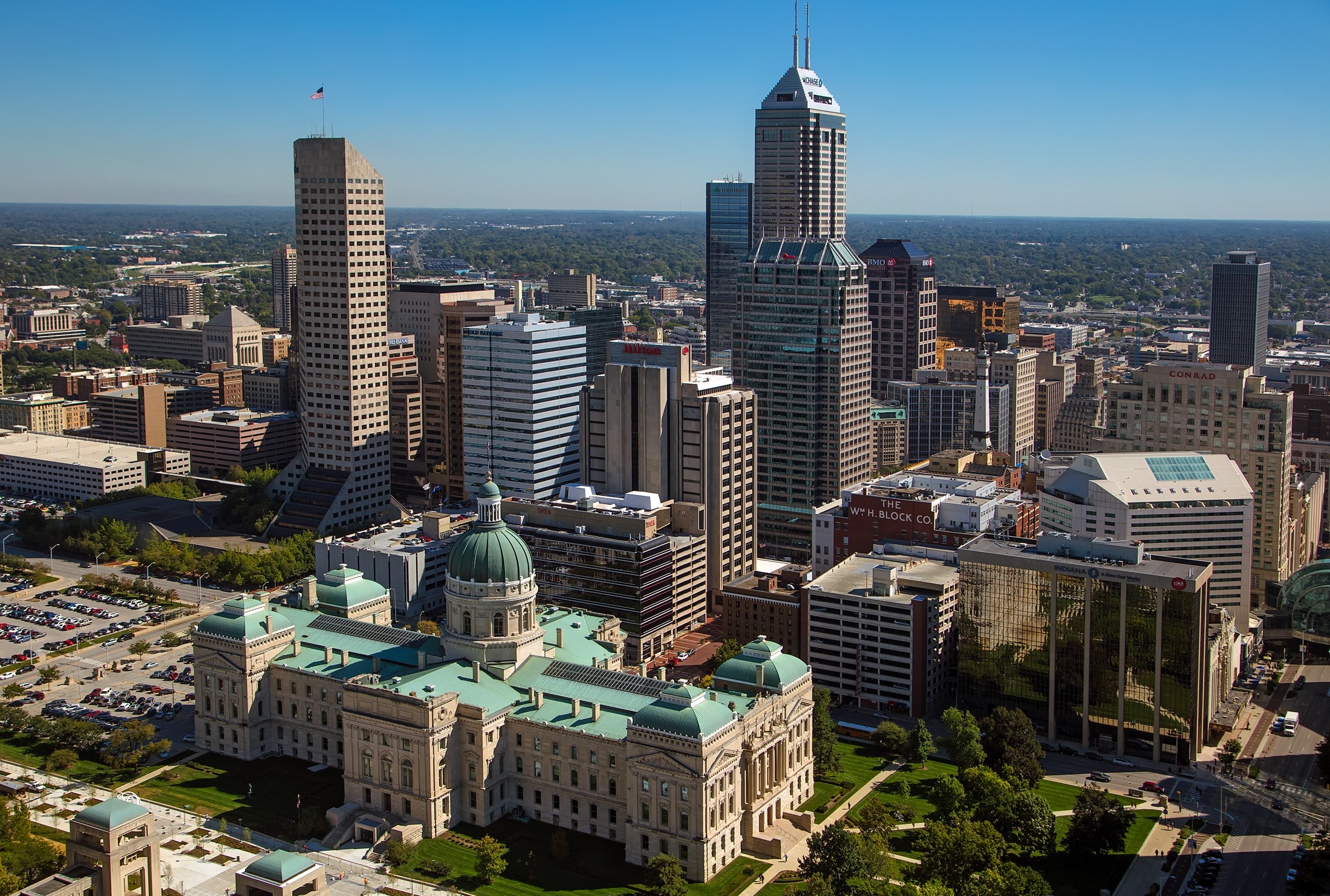 The Indianapolis skyline, the backdrop for a secretary of state race drawing national attention