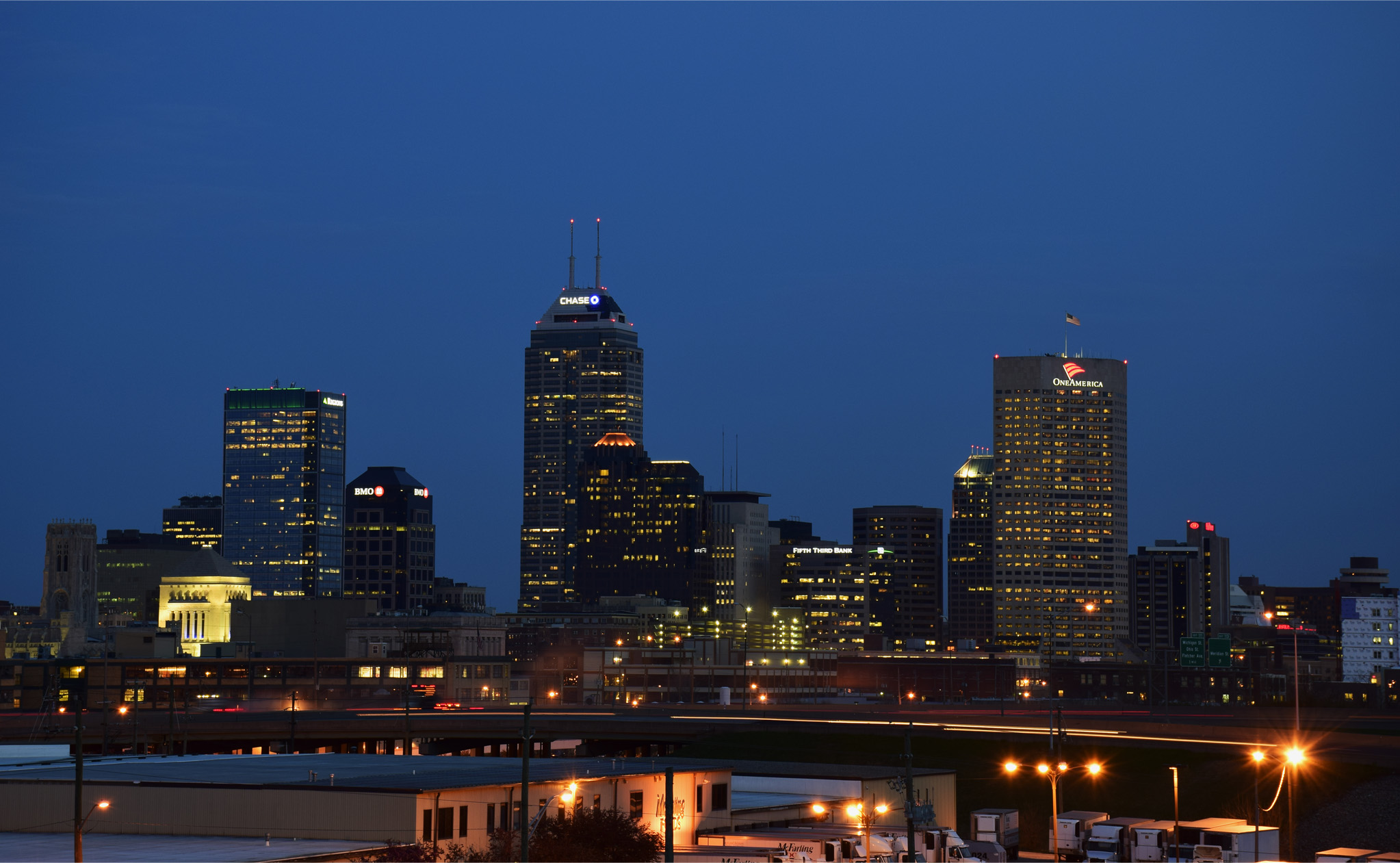 Downtown Indianapolis at night