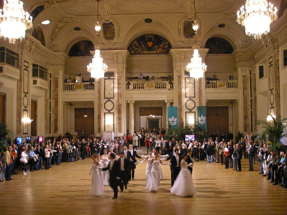 Ballroom dancers mid-performance — Jackson Olson danced a waltz with Emma Slater on Mariah Carey Night.