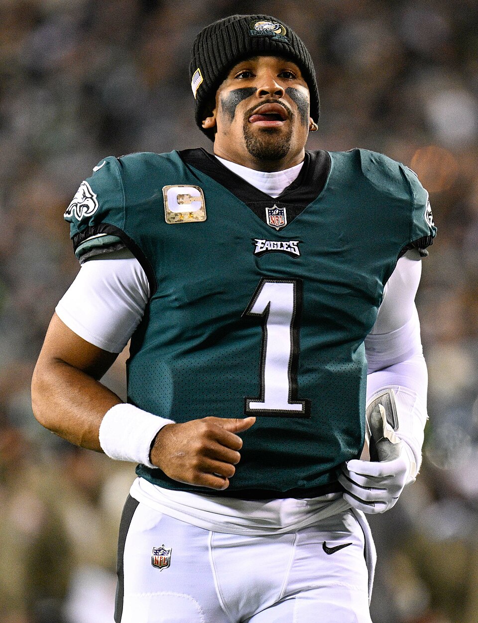 Philadelphia Eagles quarterback Jalen Hurts on the field