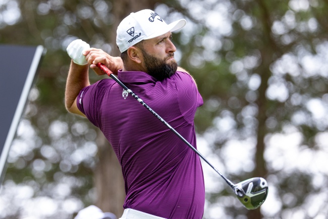 Jon Rahm in action on the golf course.