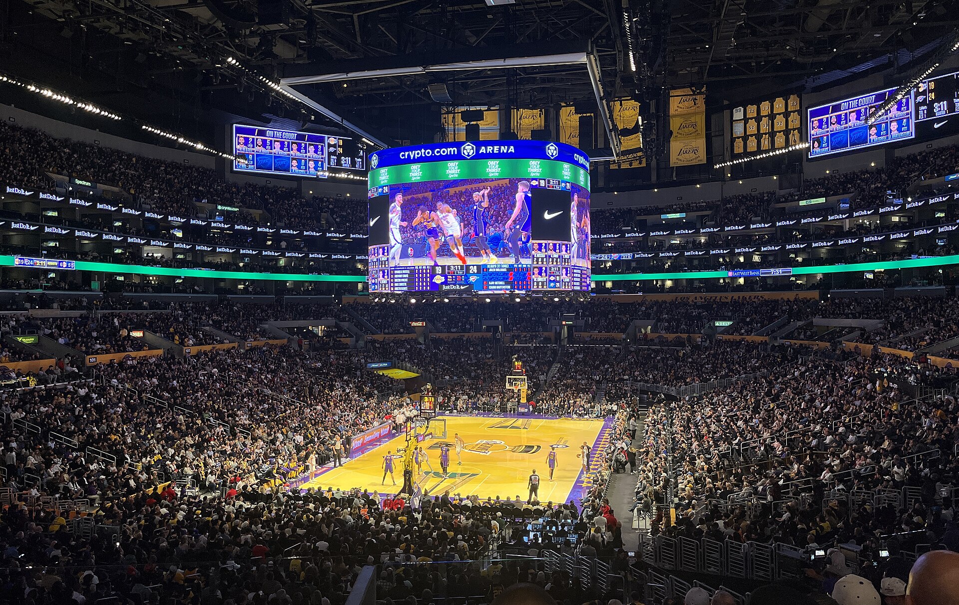 Inside Crypto.com Arena in Los Angeles during a hockey game