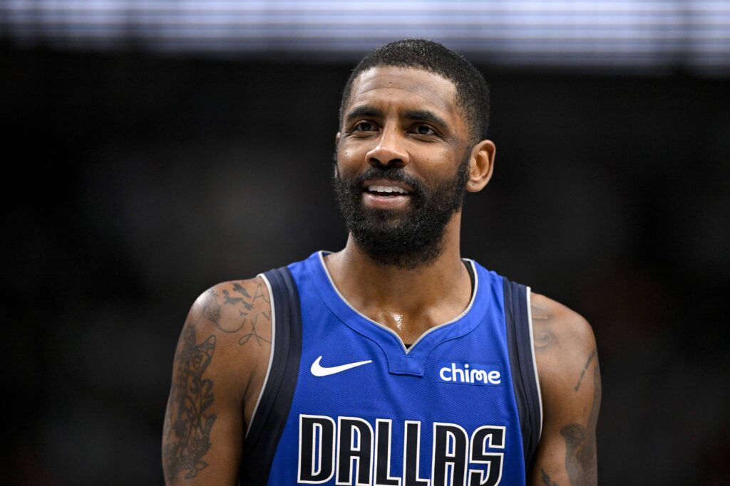 Kyrie Irving in a Dallas Mavericks jersey — the nine-time All-Star returns to game action in Macao after 19 months away