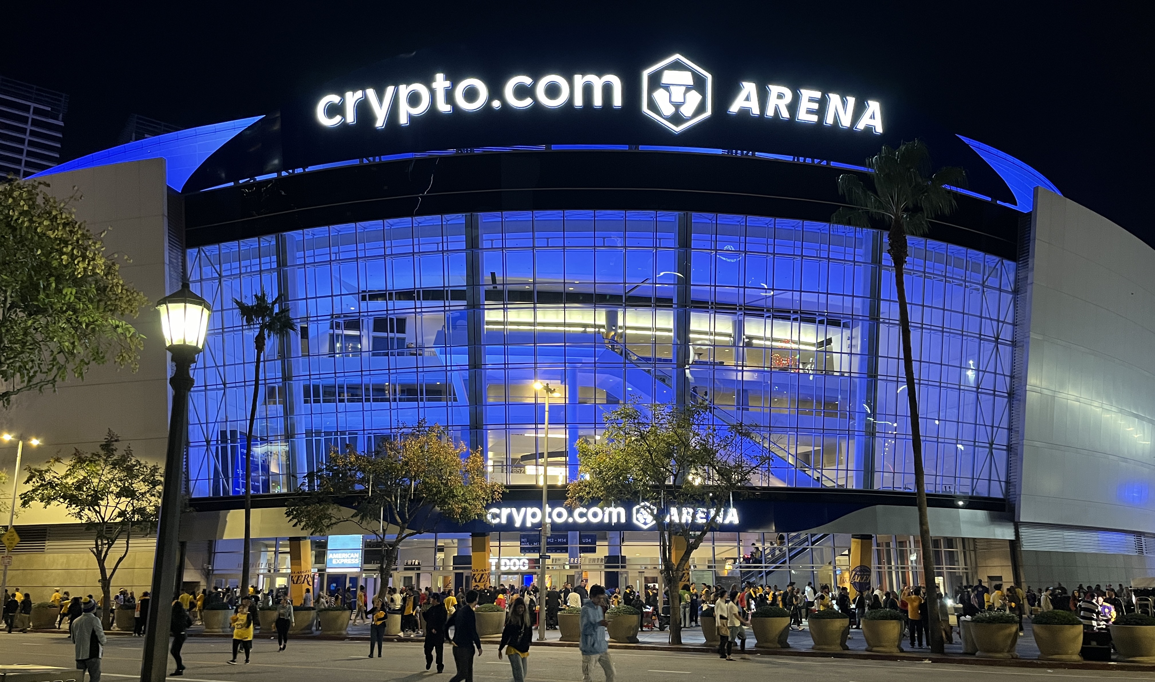 The exterior of Crypto.com Arena in downtown Los Angeles, where the Lakers host the Sacramento Kings on Thursday night
