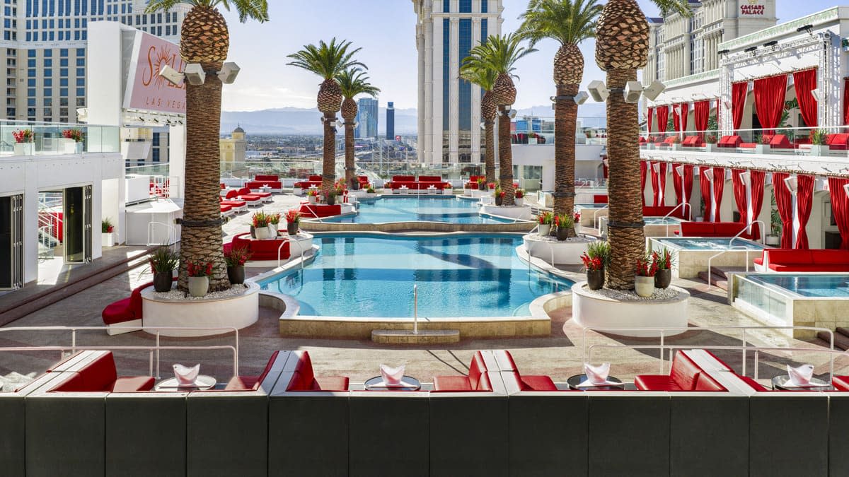 A Las Vegas resort pool on a sunny day