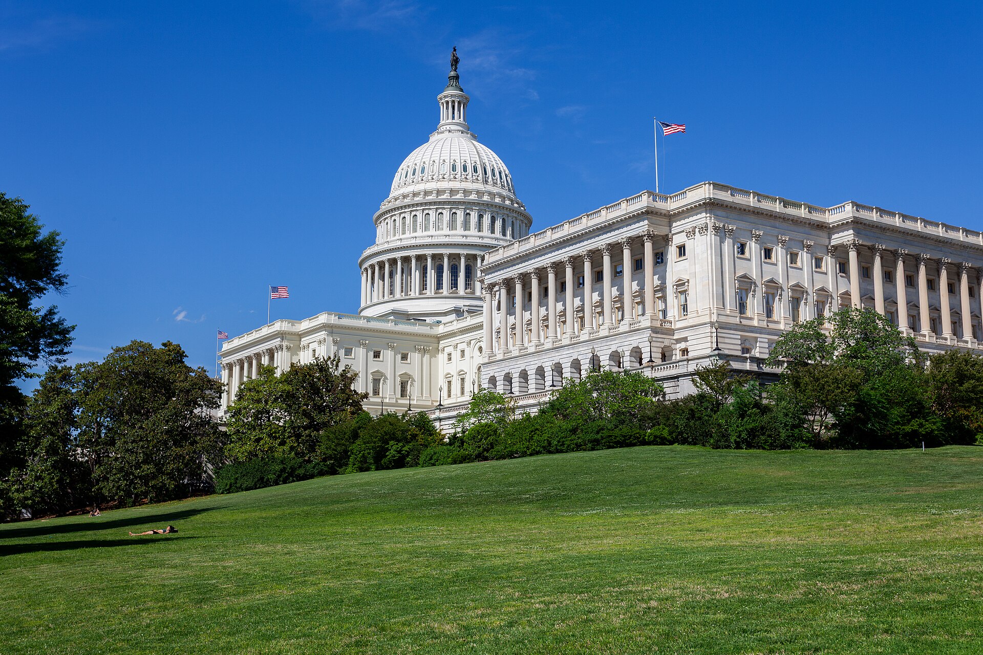 The United States Capitol building on a sunny day