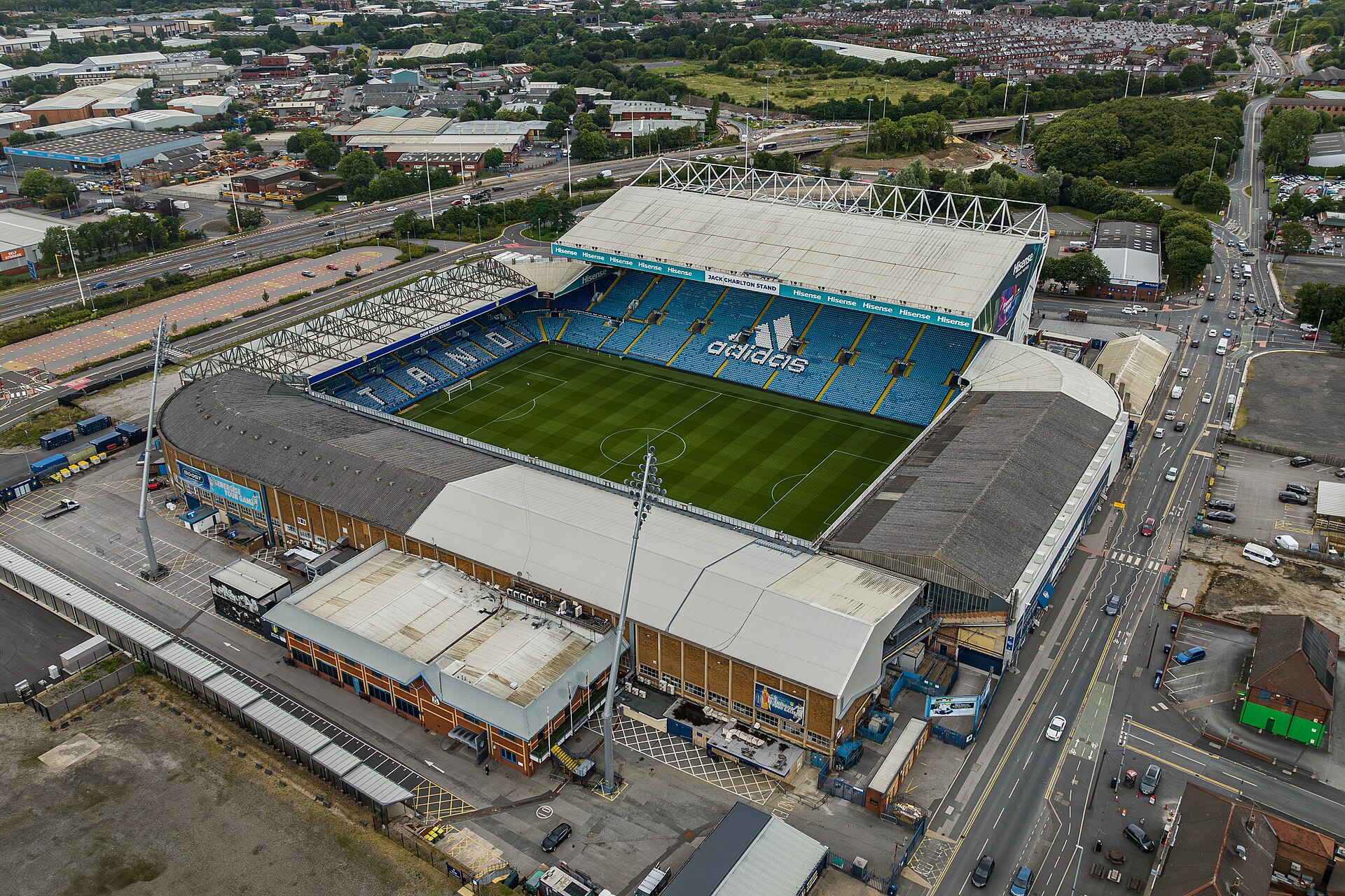 Elland Road in Leeds, home of Leeds United, where Sunday's Roses derby against Manchester United was played