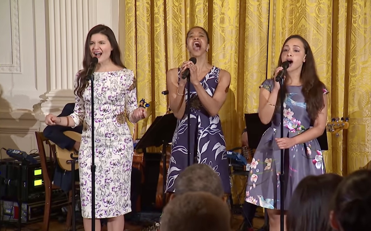 Jasmine Cephas Jones performing Hamilton at the White House with Phillipa Soo and Renée Elise Goldsberry