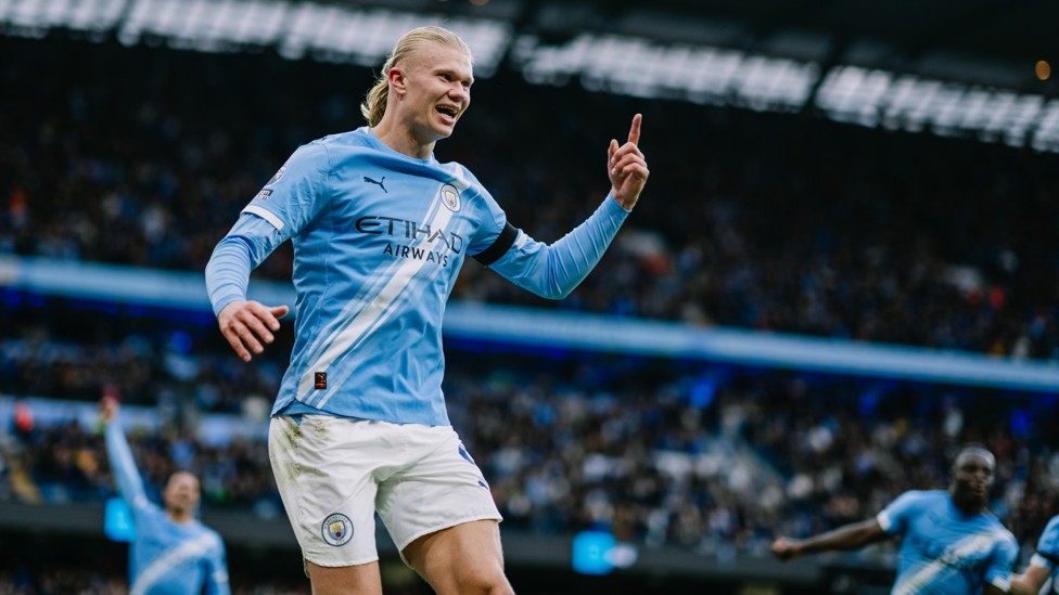 Erling Haaland in action for Manchester City