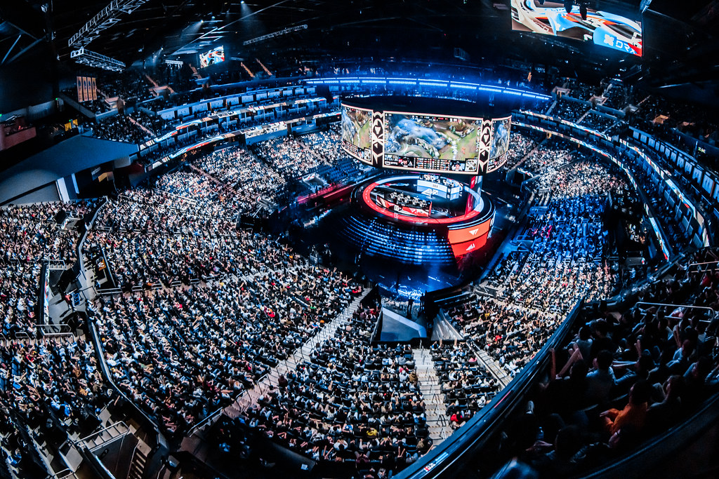 A packed arena at the League of Legends World Championship final — the Worlds 2026 Play-In draw set the opening matchups Saturday