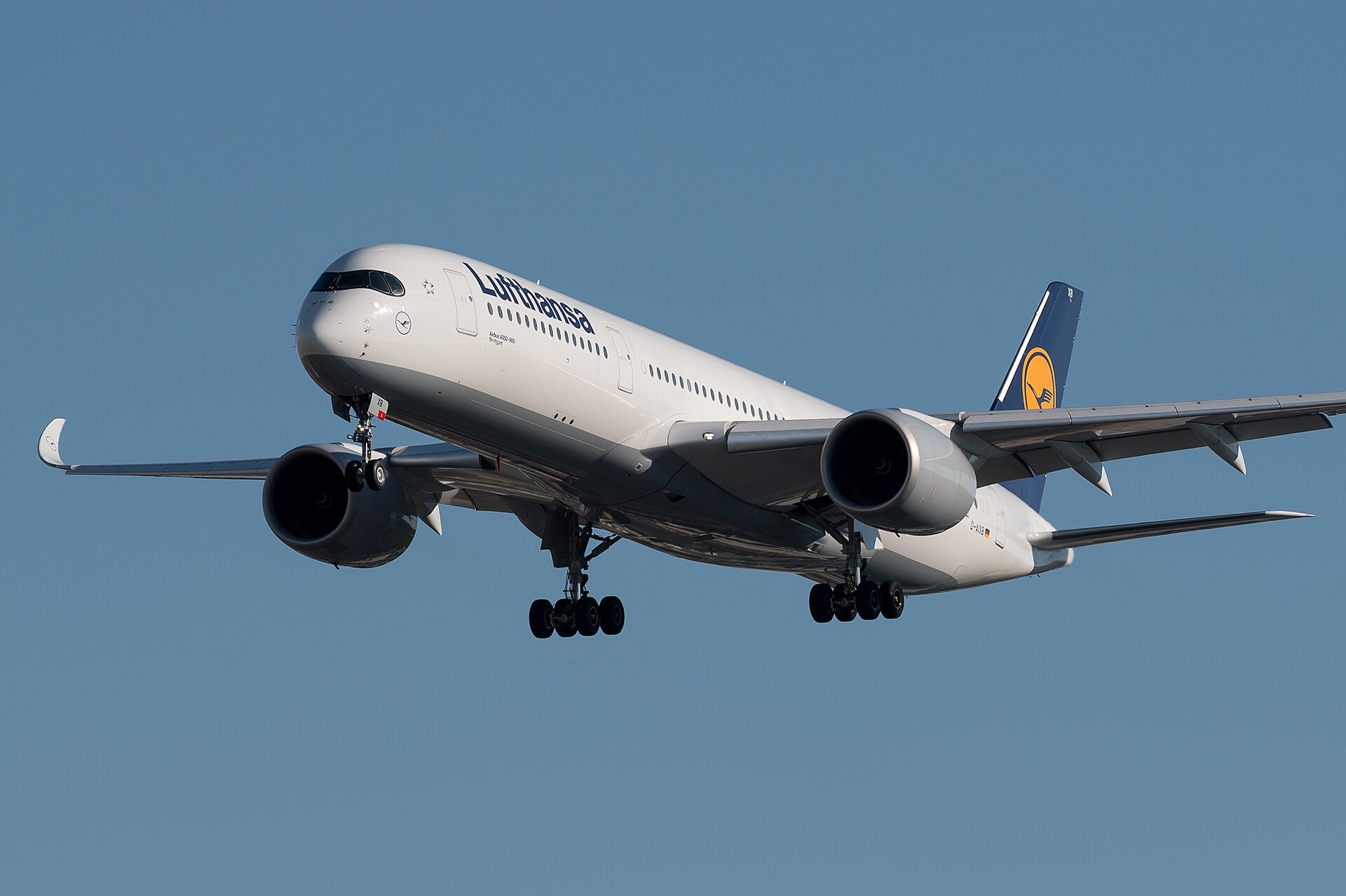 A Lufthansa Airbus A350 in flight (file photo)
