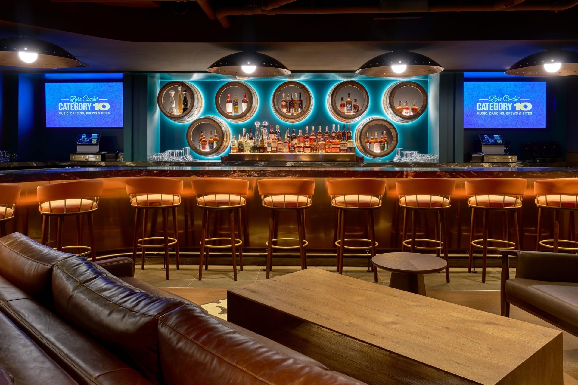 The Still, Category 10's intimate second-floor bourbon lounge, with barrels selected by Luke Combs