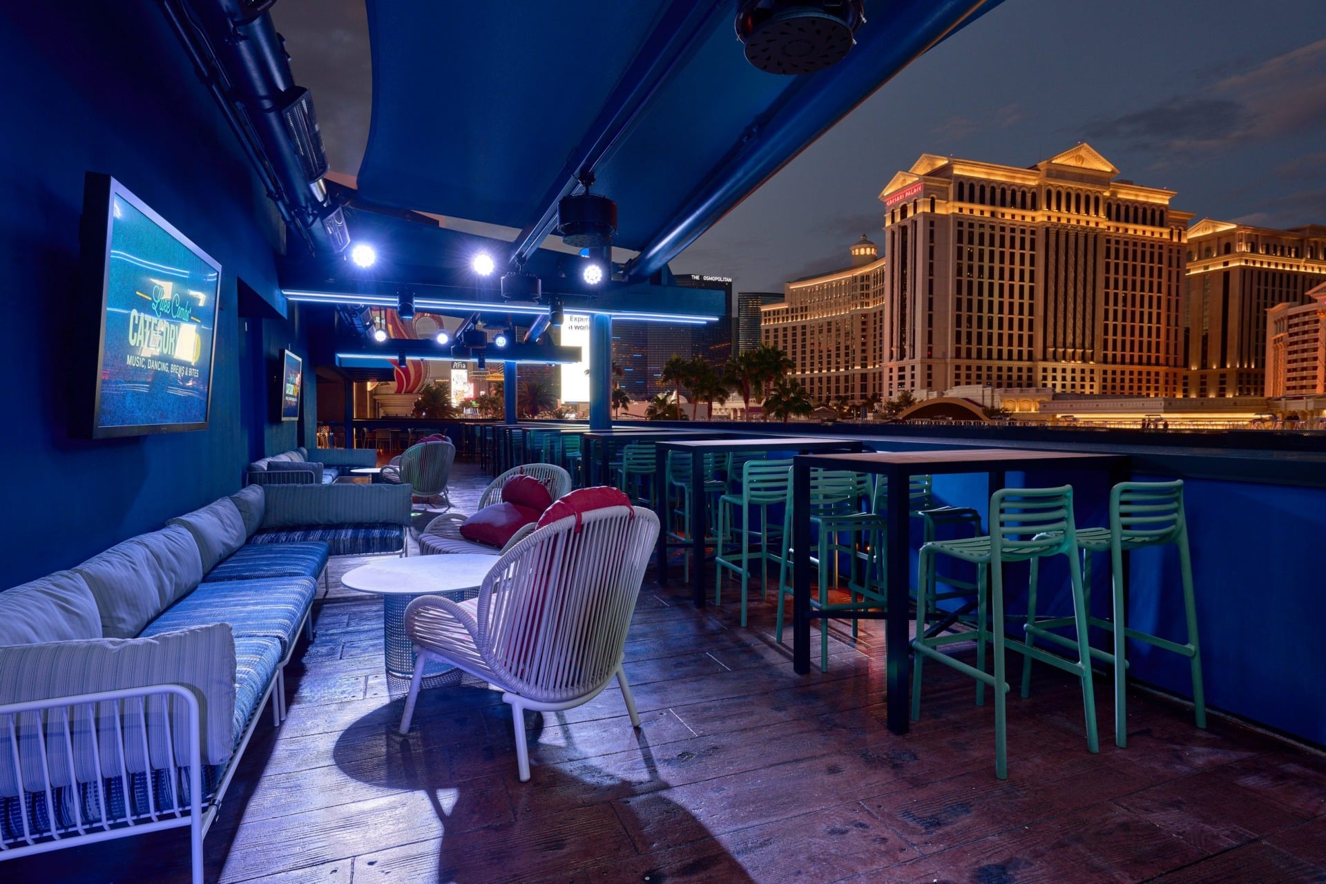 The Eye Rooftop at Category 10 Las Vegas, with views over the Las Vegas Strip