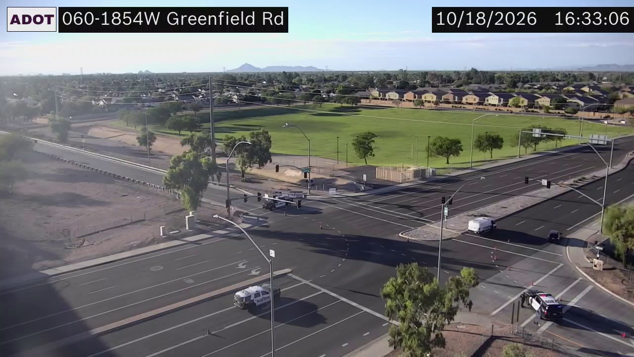 Map of the area near Greenfield Road and US 60 in Mesa, where police investigated a shooting involving two vehicles