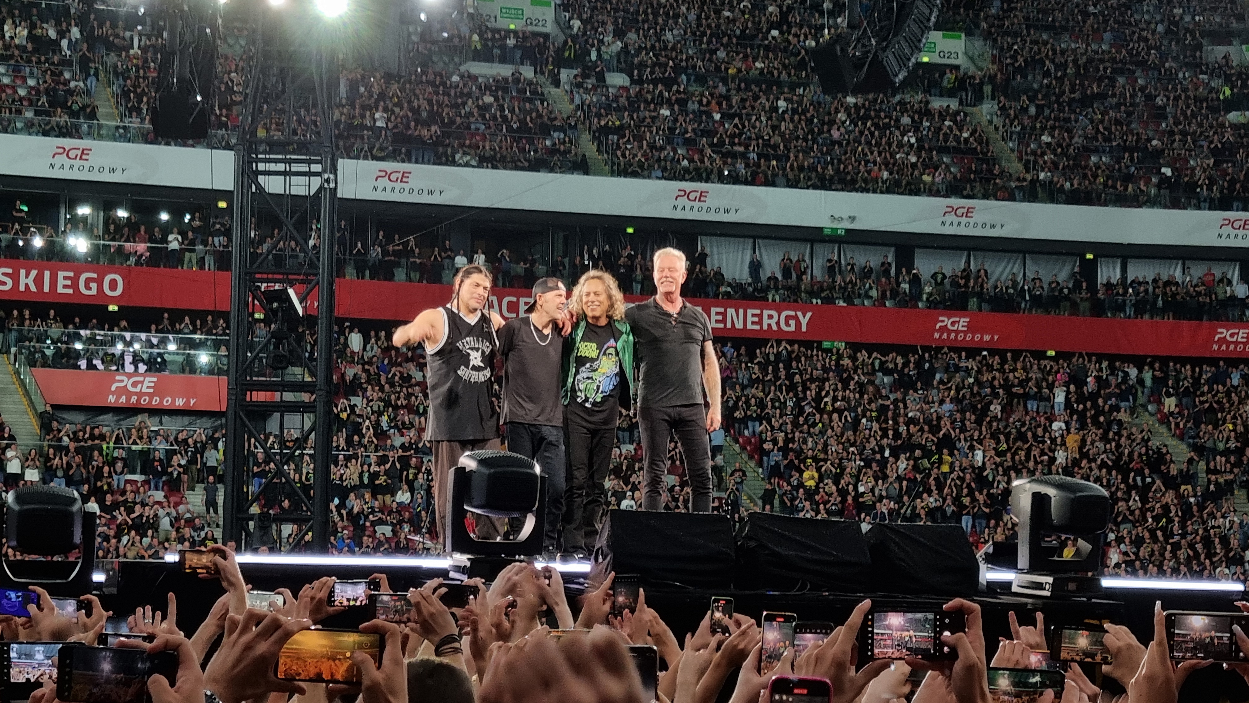 All four members of Metallica on stage together during the M72 tour