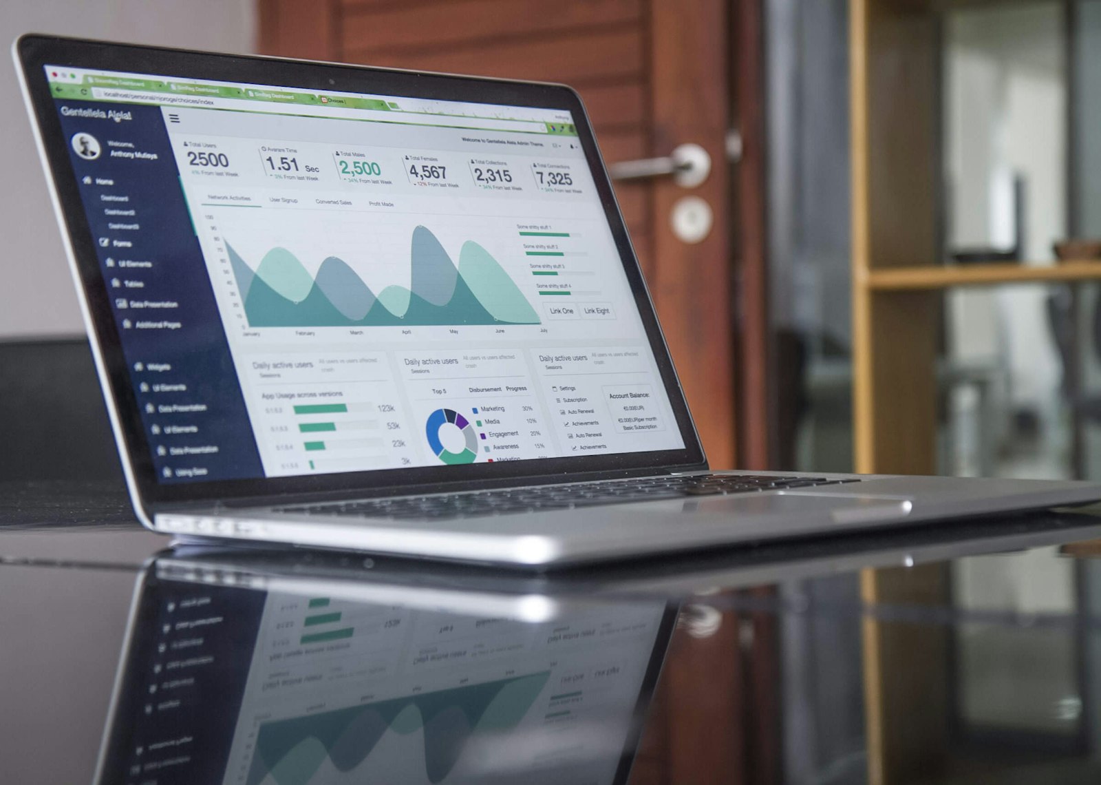 A bright stock market chart climbing on a trading screen in daylight