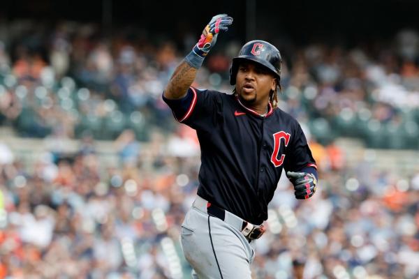 Jos&eacute; Ram&iacute;rez rounds the bases for the Cleveland Guardians (file photo)
