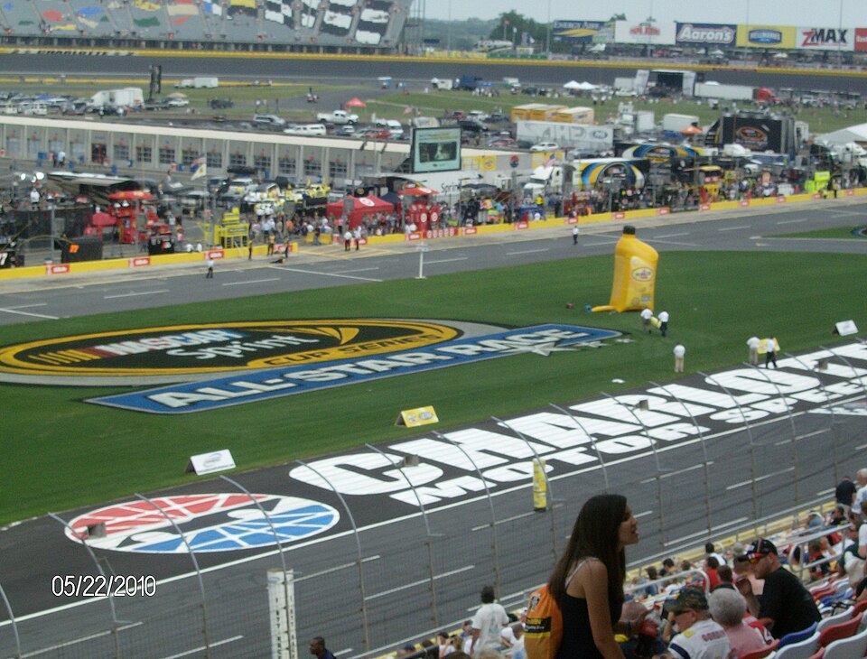 Charlotte Motor Speedway grandstands — the second straight race weekend at the track wrecked by weather