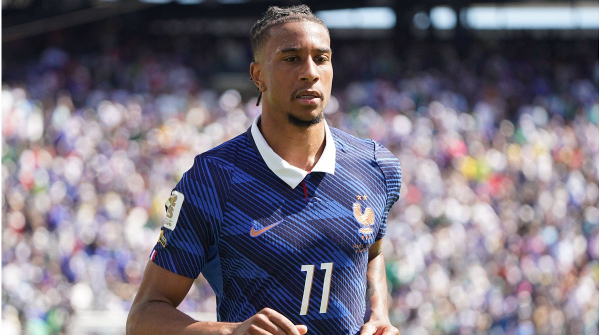 Michael Olise in the France shirt