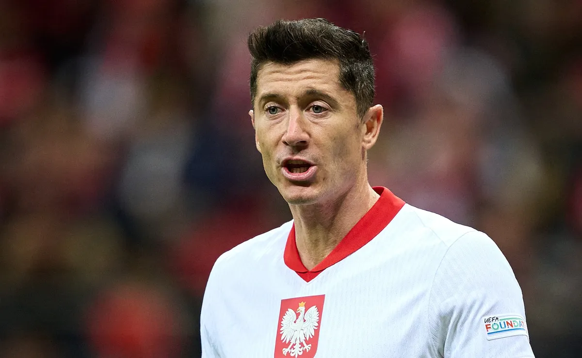 Robert Lewandowski in action for Poland.