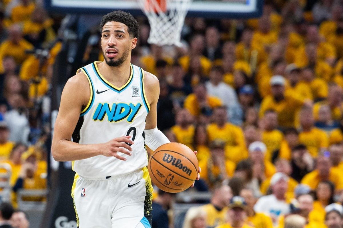 Tyrese Haliburton in a Pacers uniform — back on an NBA floor for the first time in 472 days